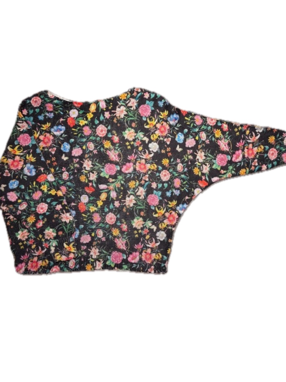 Luisa Ricci Women's Black Vibrant Floral Knit Dolman Sleeve Blouse Top S M